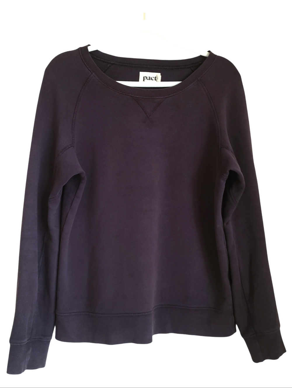 pact organic cotton crew neck french terry charcoal grey sweatshirt size M